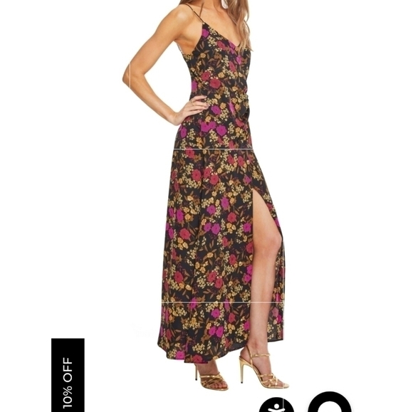 Astr Purple and Black Maxi Dress with Slit Spaghetti Straps - Picture 2 of 12